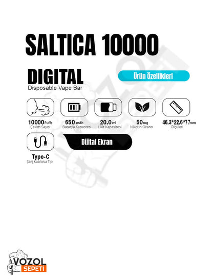 Saltica 10000 Ekranlı Puff Whiskey Tobacco